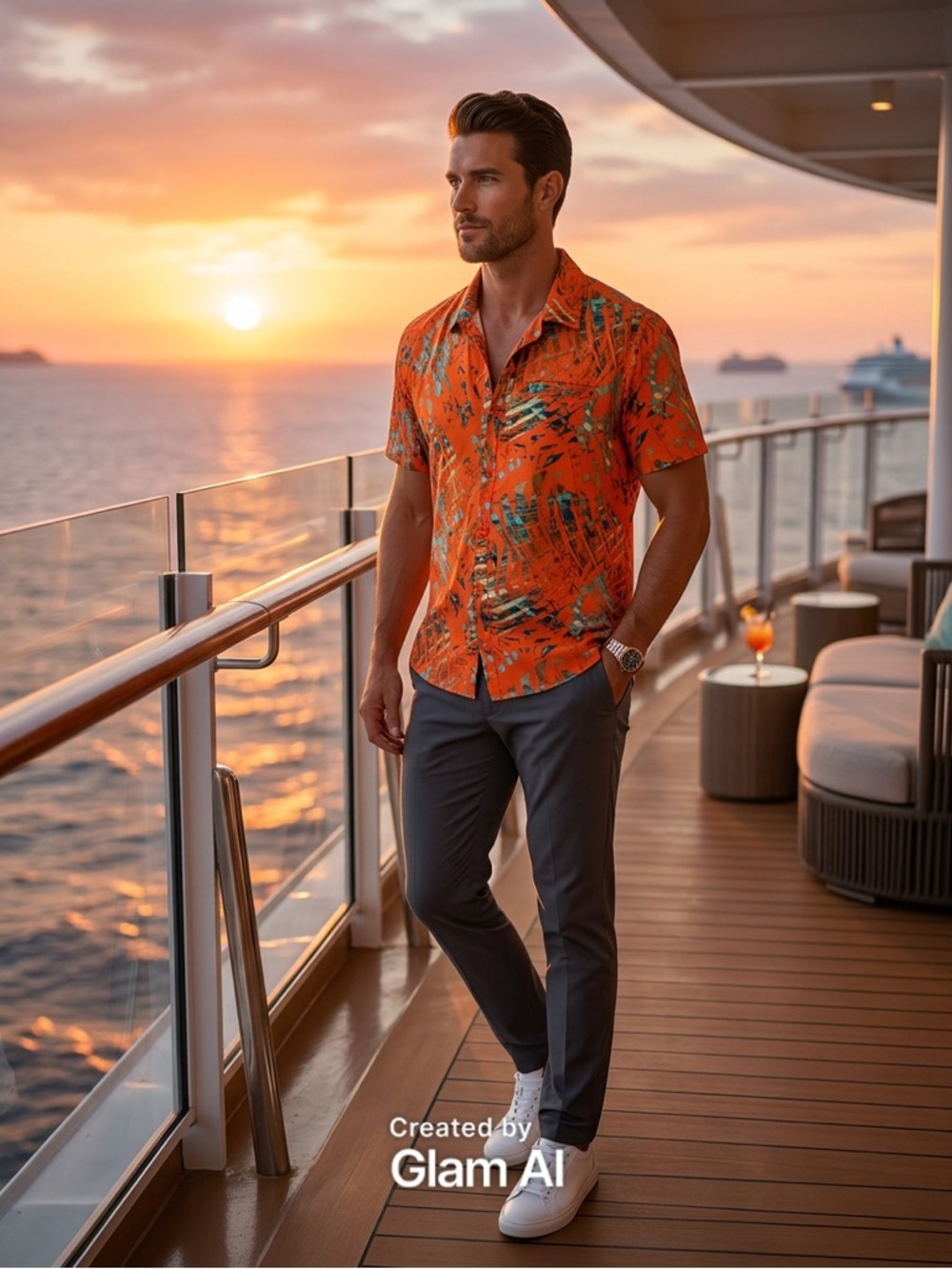 all in motion Orange Tropical Short-Sleeve Button-Down Shirt